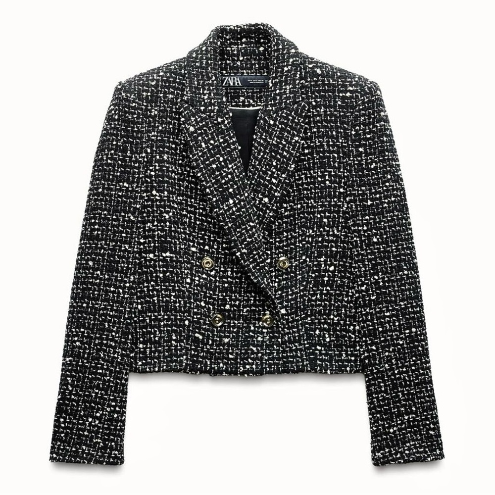 New ZARA Double Breasted Weave Jacket - Picture 6 of 9